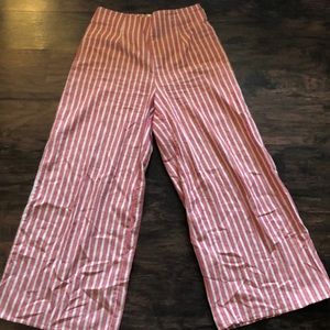 Women’s wide leg high waist linen striped pants